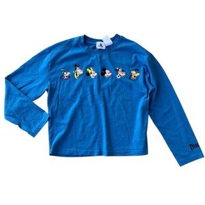 Disneyland Womens Blue Mickey & Friends Long Sleeve Tee Cotton T-shirt / Medium